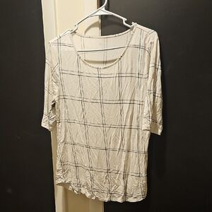 Apt. 9 Women's Cream Plaid Long Sleeve Top